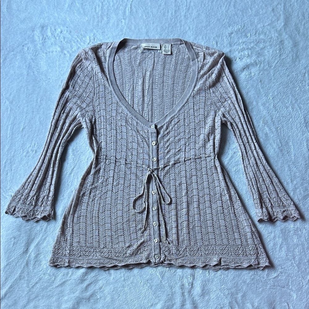 DKNY Cream Textured Knit Top